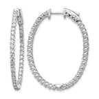 Oval Diamond Safety Hoop Earrings in 14K White Gold, 39mm (2.6 ct. tw.) - Sophia Jewelers