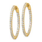 14k Yellow Gold 3 1/3 carat Lab Grown Diamond VS/SI+ G+ Oval In and Out Safety Clasp Hoop Earrings
