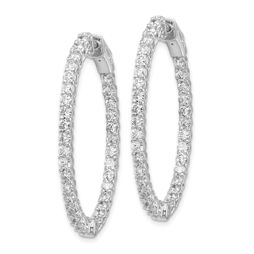 14k White Gold 3 1/3 carat Lab Grown Diamond VS/SI+ G+ Oval In and Out Safety Clasp Hoop Earrings
