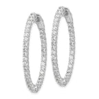 14k White Gold 3 1/3 carat Lab Grown Diamond VS/SI+ G+ Oval In and Out Safety Clasp Hoop Earrings