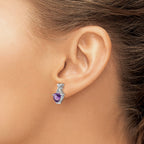 Trillion Amethyst & White Topaz Stud Earrings in 14K White Gold, 7mm - Sophia Jewelers