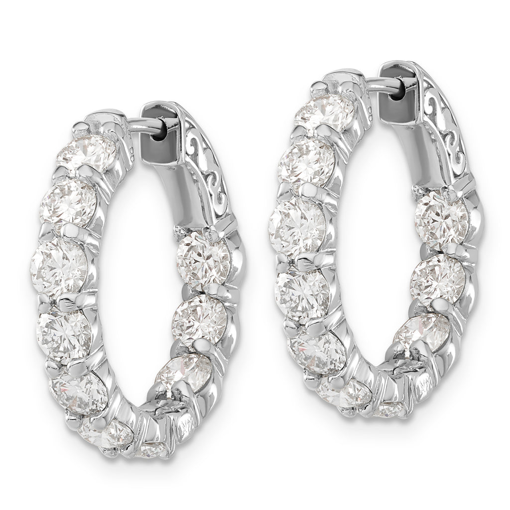 14k White Gold Round Hoop with Safety Clasp Earring Mounting (No Stone Included)s