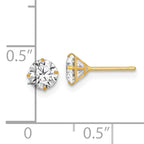 14k Polished 5.00mm Round CZ Stud Post Earrings