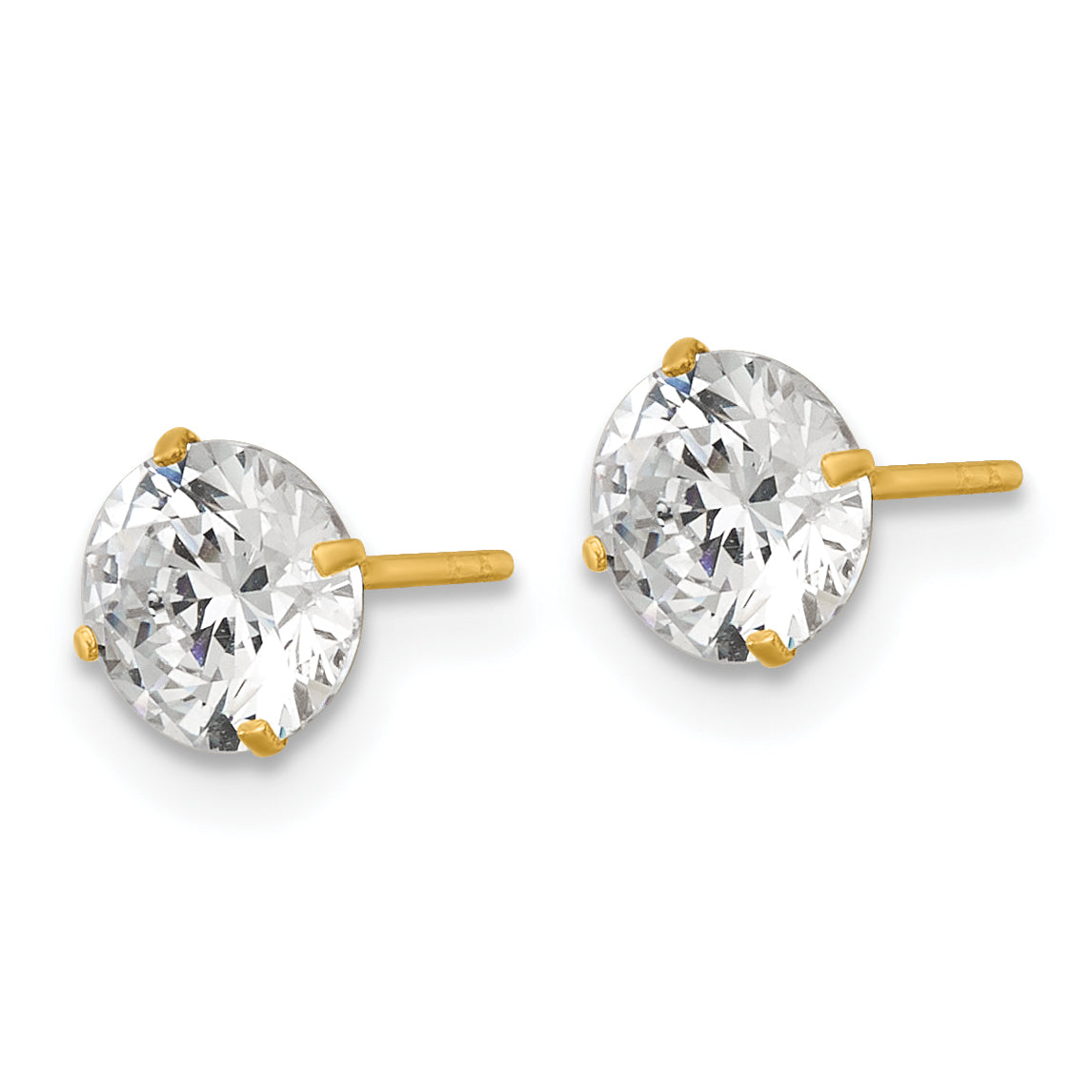 14k Polished 6.00mm Round CZ Stud Post Earrings Secondary image