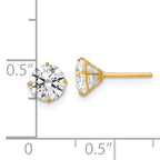 14k Polished 6.00mm Round CZ Stud Post Earrings