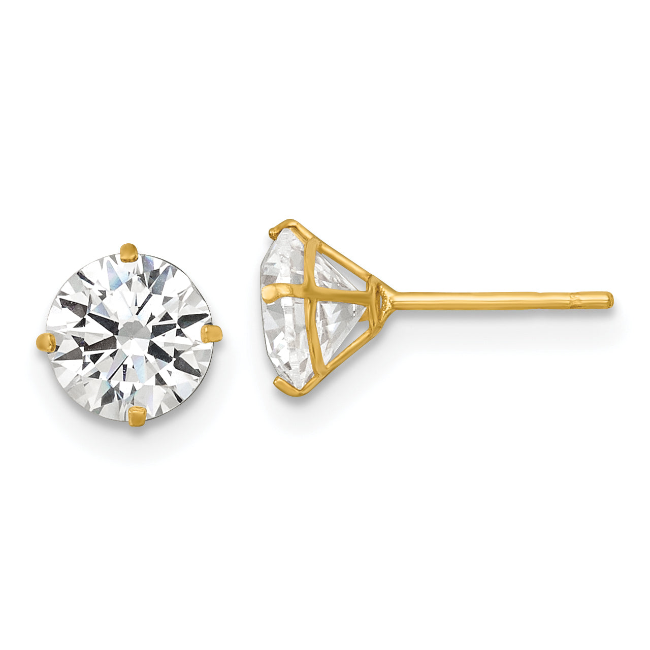 14k Polished 6.00mm Round CZ Stud Post Earrings Main image