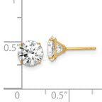 14k Polished 7.00mm Round CZ Stud Post Earrings