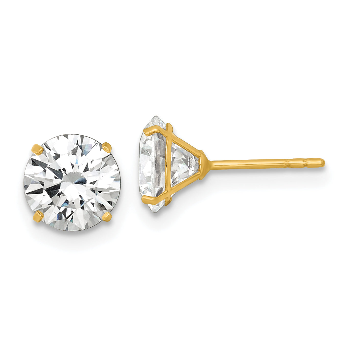 14k Polished 7.00mm Round CZ Stud Post Earrings Main image