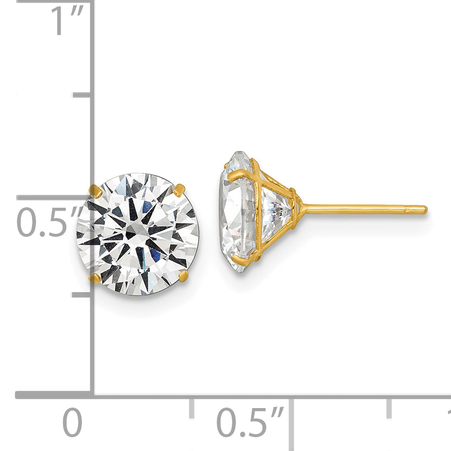 14k Polished 8.00mm Round CZ Stud Post Earrings