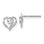 14k White Gold AAA Diamond heart earring
