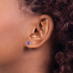 Princess Cut Amethyst Stud Earrings in 14K White Gold, 5mm - Sophia Jewelers
