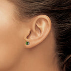 Square Green Tourmaline Stud Earrings in 14K White Gold, 5mm - Sophia Jewelers