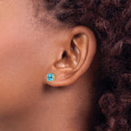 Princess Cut Blue Topaz Stud Earrings in 14K Yellow Gold, 6mm - Sophia Jewelers