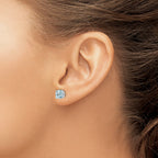 Square Aquamarine Stud Earrings in 14K White Gold, 6mm - Sophia Jewelers