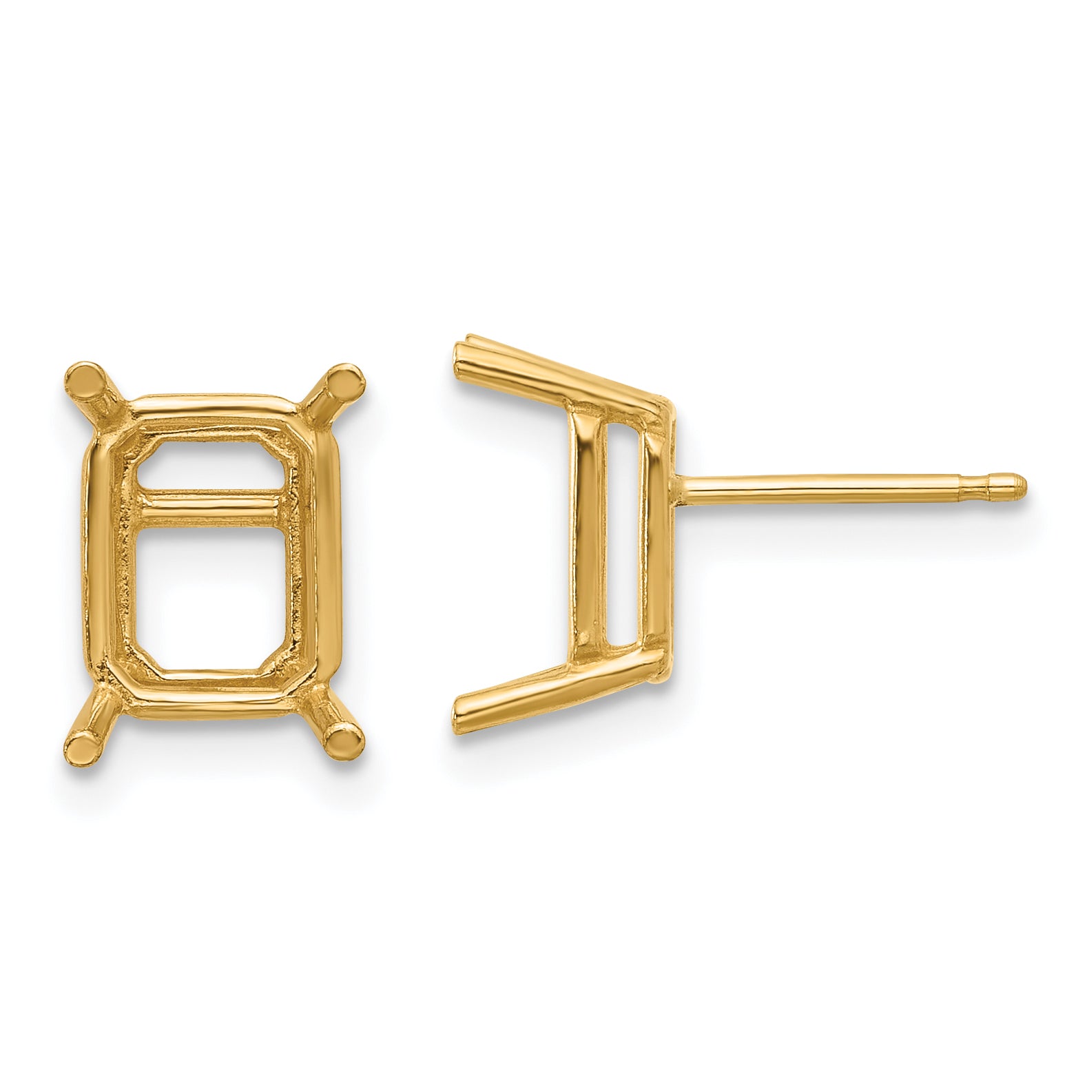 14k 9x7 Emerald Earring Mounting (No Stone Included)s Main image