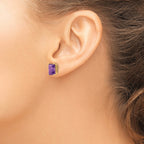 Emerald Cut Amethyst Stud Earrings in 14K Yellow Gold, 9x7mm - Sophia Jewelers