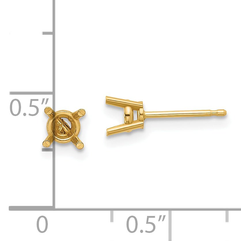 Round Stud Earring Mountings in 14K Yellow Gold, 4mm Secondary image