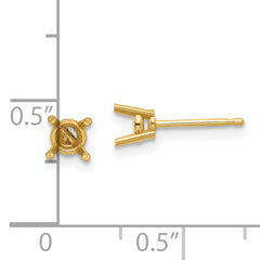 14k 4mm Round Earring Mounting (No Stone Included)s