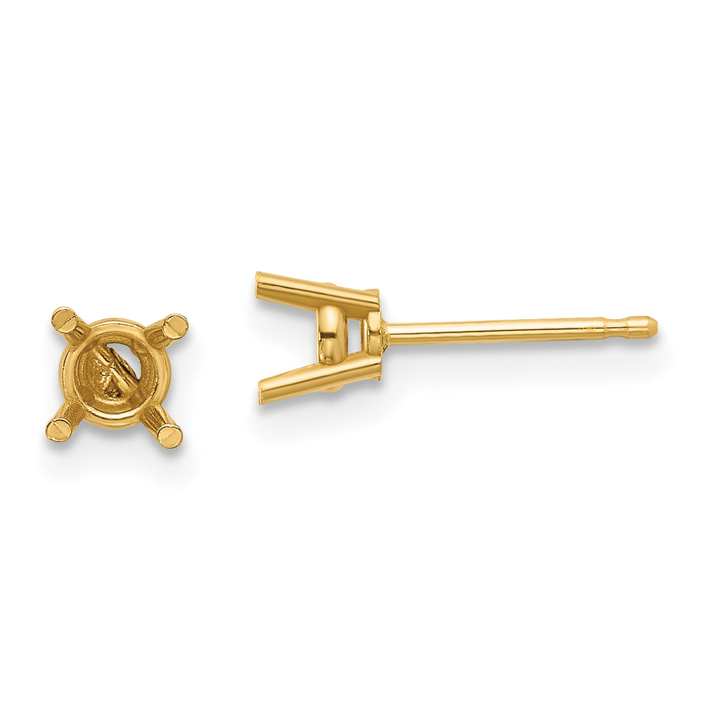14k 4mm Round Earring Mounting (No Stone Included)s