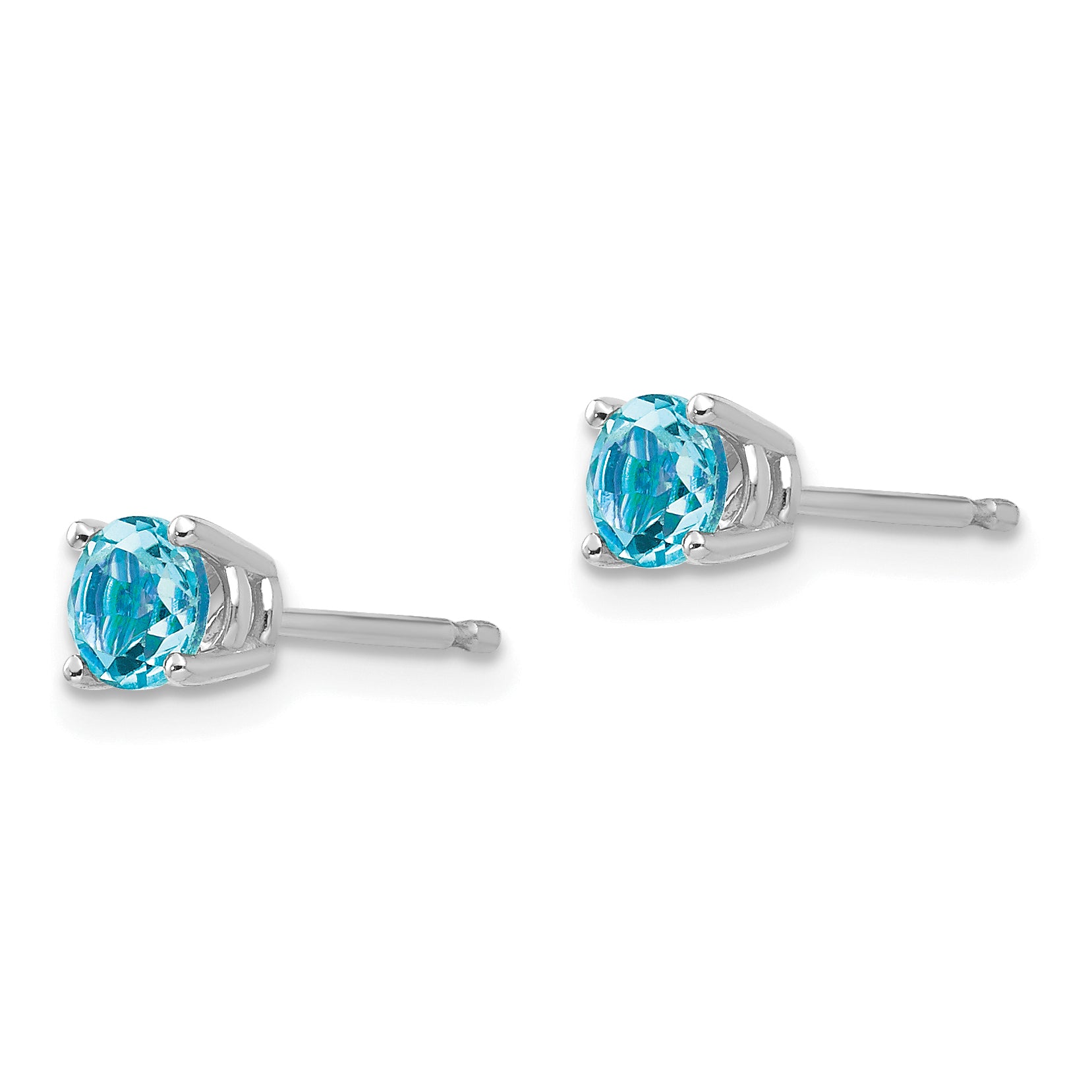 14k White Gold 4mm Round Earring Mounting (No Stone Included)