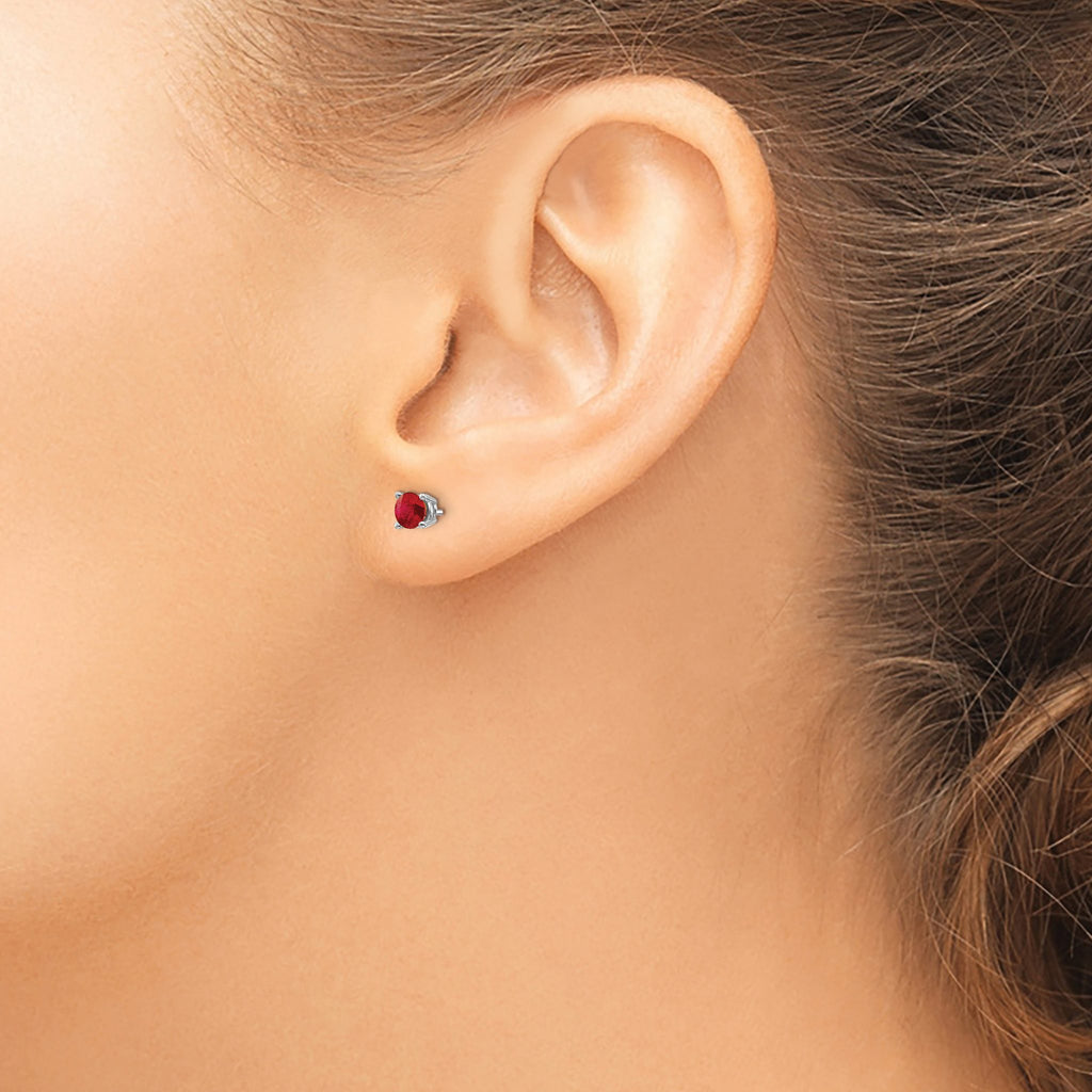Ruby Stud Earrings in 14K White Gold, 4mm - Sophia Jewelers