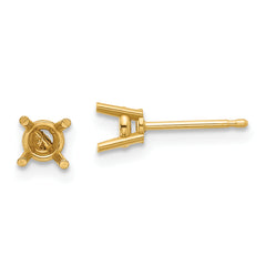14k 4mm Round Earring Mounting (No Stone Included)s