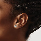 Round Aquamarine Stud Earrings in 14K White Gold, 5mm - Sophia Jewelers