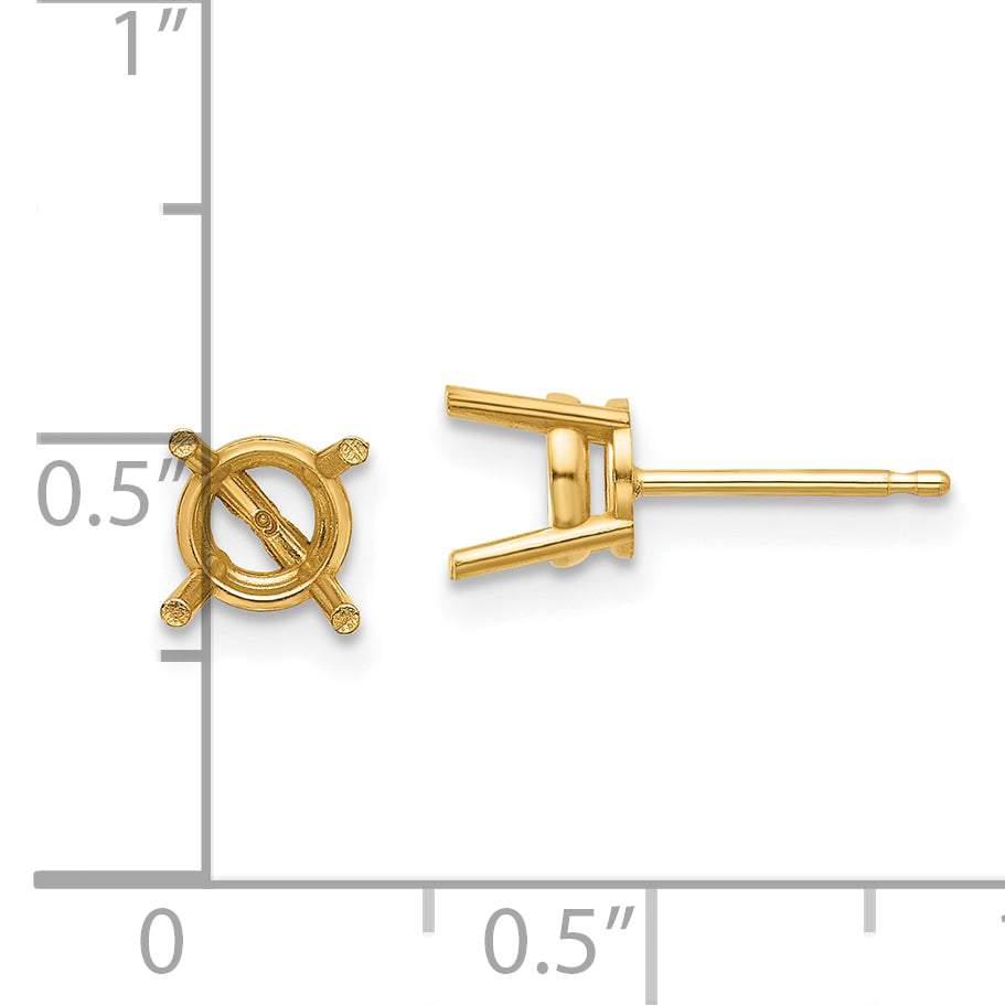 14k 6mm Round Earring Mounting (No Stone Included)s Secondary image