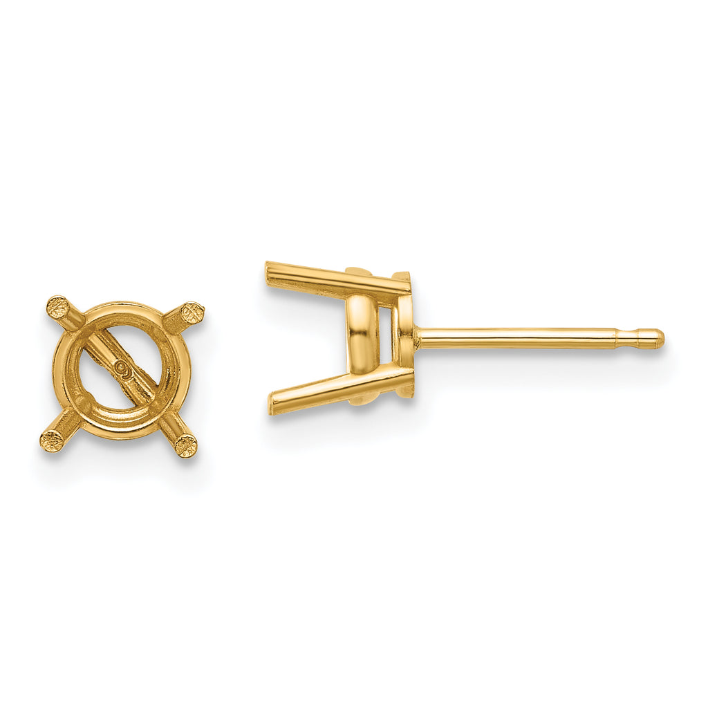 14k 6mm Round Earring Mounting (No Stone Included)s
