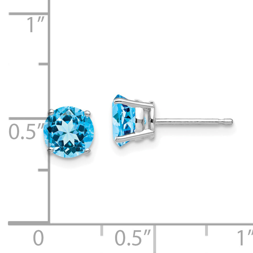 14k White Gold 6mm Round Earring Mounting (No Stone Included)s