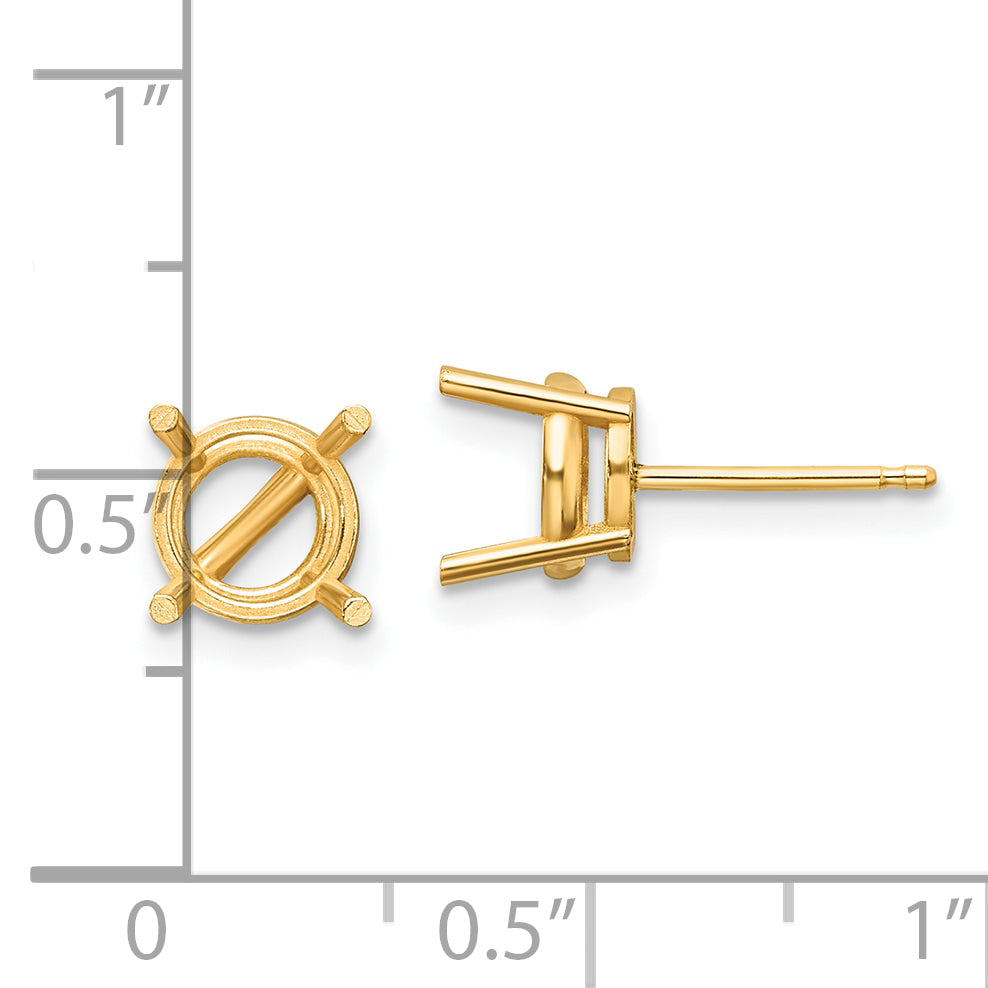 14k 7mm Round Earring Mounting (No Stone Included)s