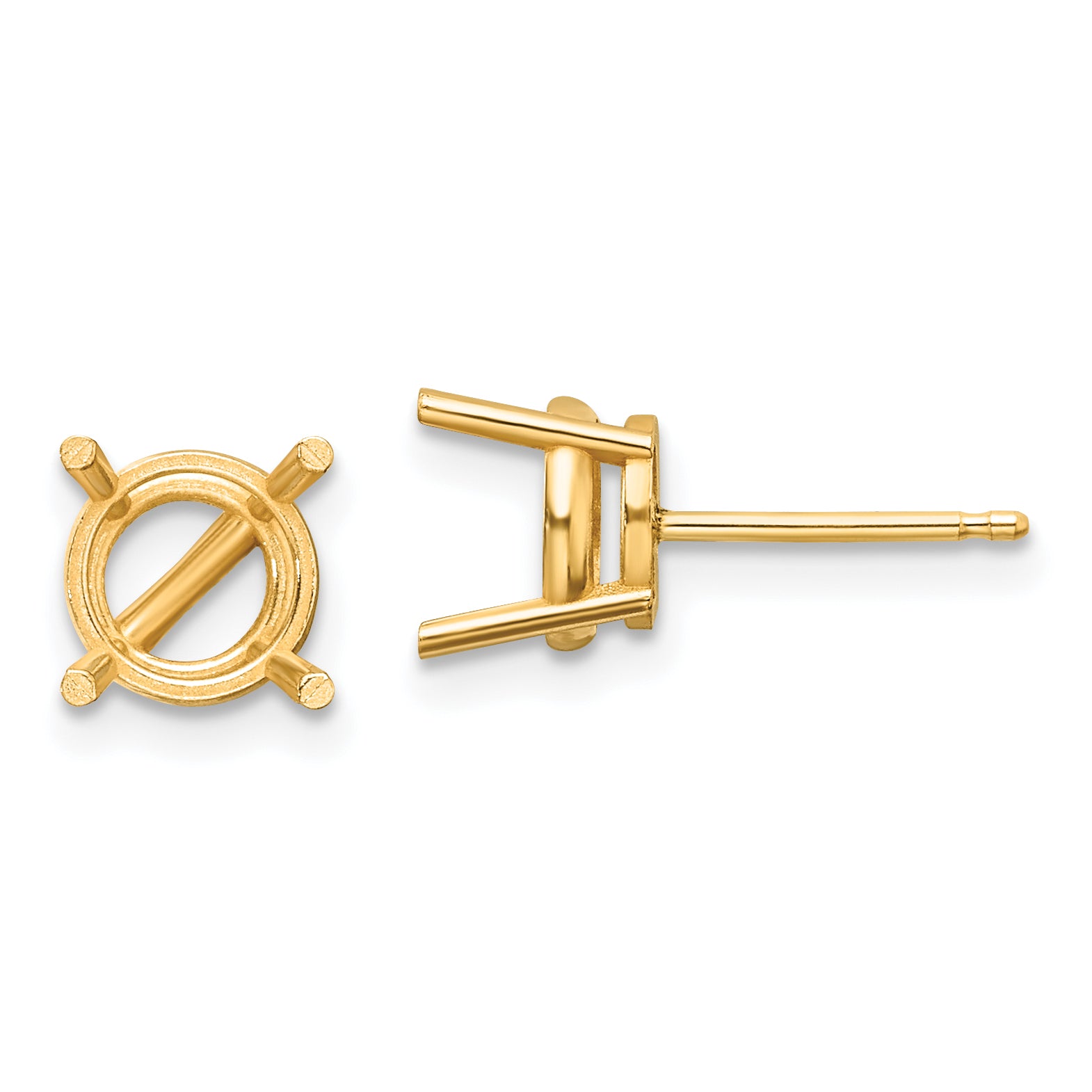 14k 7mm Round Earring Mounting (No Stone Included)s Main image