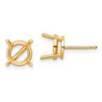 14ky Gold 8mm Round Earring Mounting (No Stone Included)s
