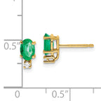 14k 6x4mm Oval Emerald and AAA Quality Diamond Post Earrings