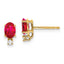 14k 6x4mm Oval Ruby and AAA Quality Diamond Post Earrings