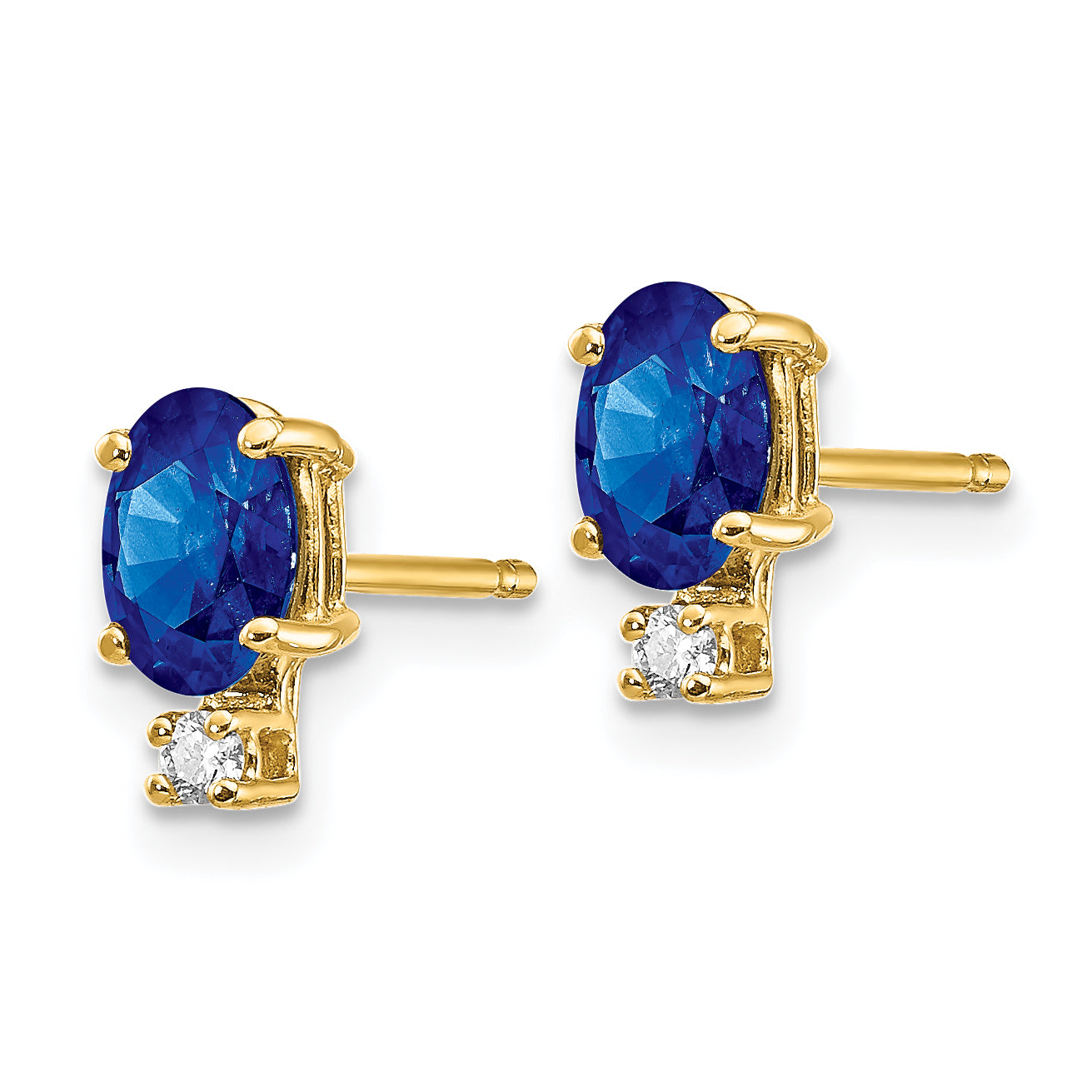 14k 6x4mm Oval Sapphire & AAA Diamond Earrings Secondary image