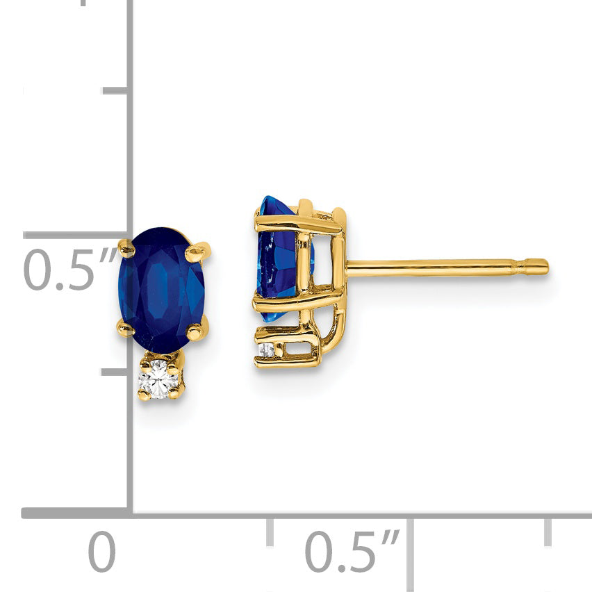 14k 6x4mm Oval Sapphire & AAA Diamond Earrings