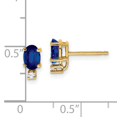 14k 6x4mm Oval Sapphire & AAA Diamond Earrings