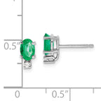 14k White Gold 6x4mm Oval Emerald and AAA Quality Diamond Post Earrings