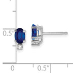 14k White Gold 6x4mm Oval Sapphire and AAA Quality Diamond Post Earrings