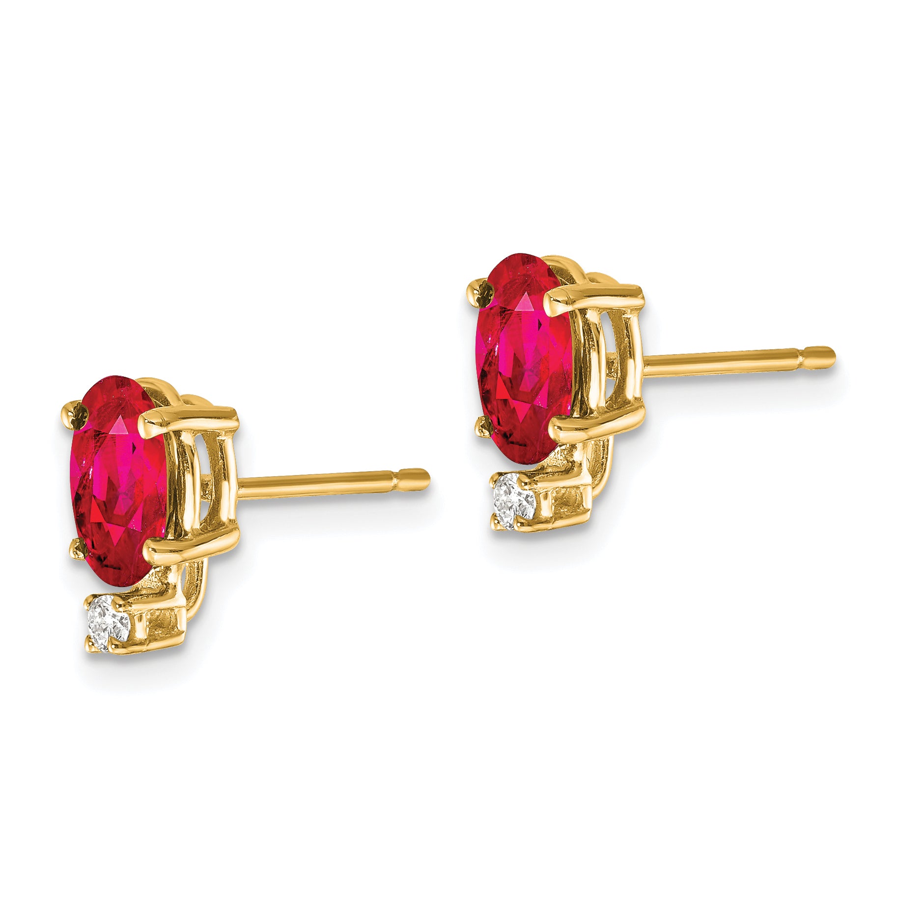 14k 7x5mm Oval Ruby & AAA Diamond Earrings