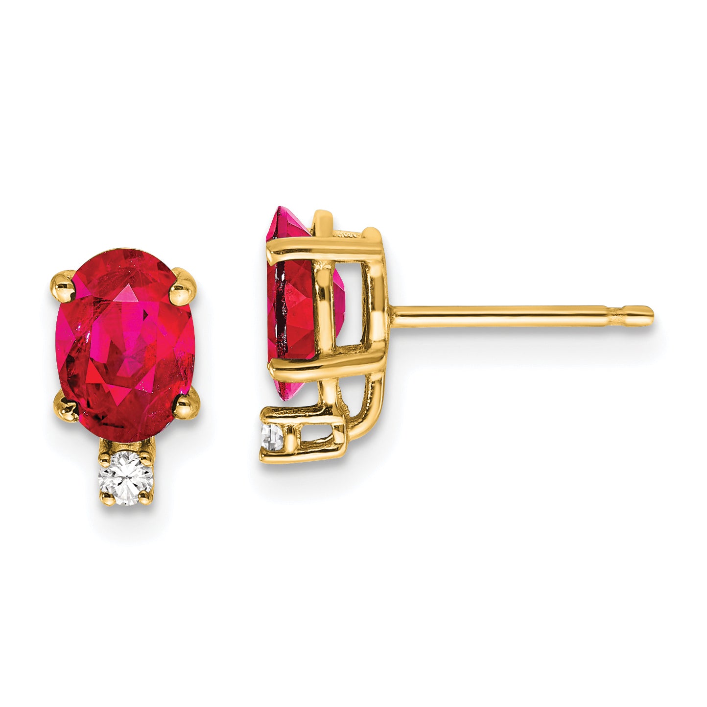 14k 7x5mm Oval Ruby & AAA Diamond Earrings Main image