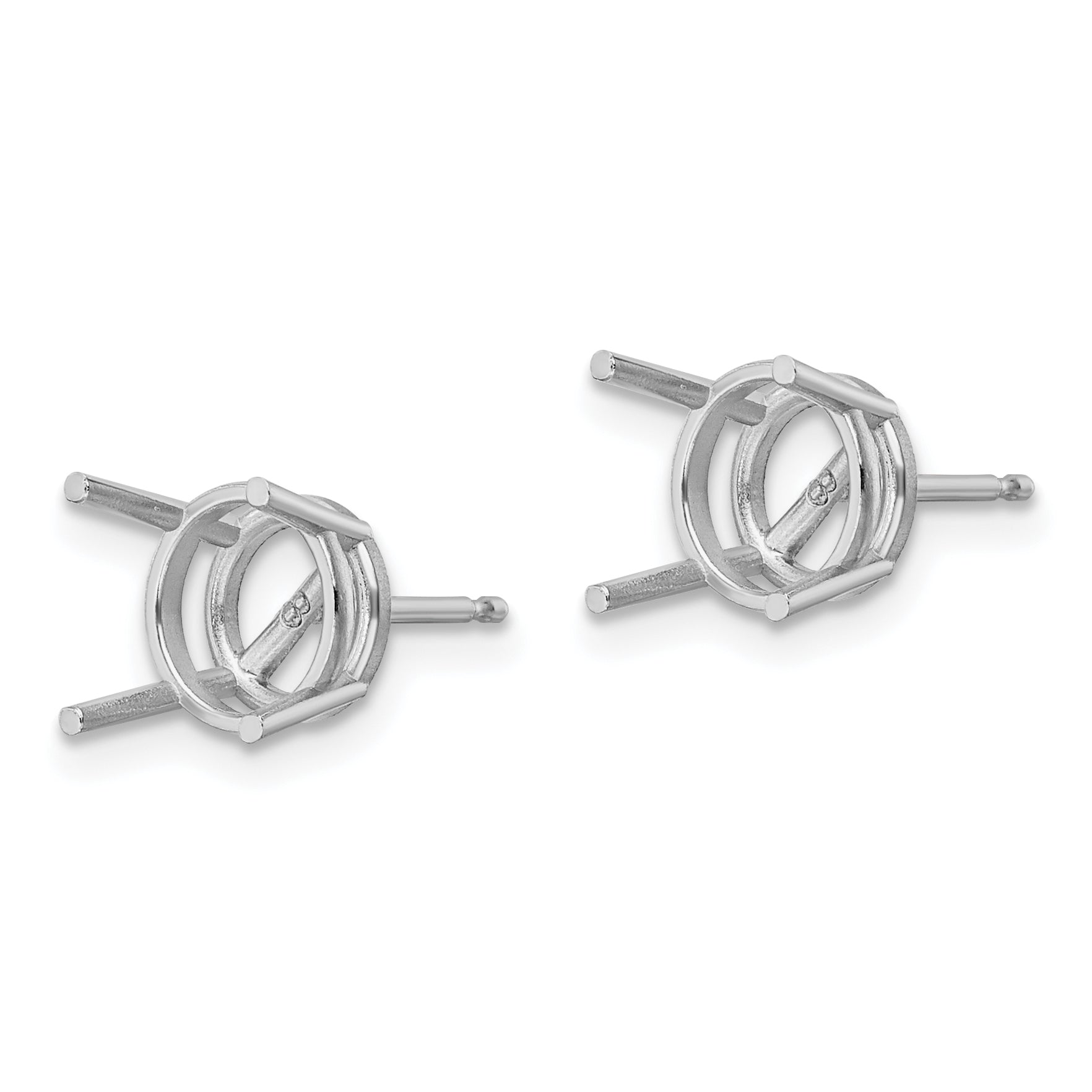 14k White Gold 8mm Round Earring Mounting (No Stone Included)s Secondary image