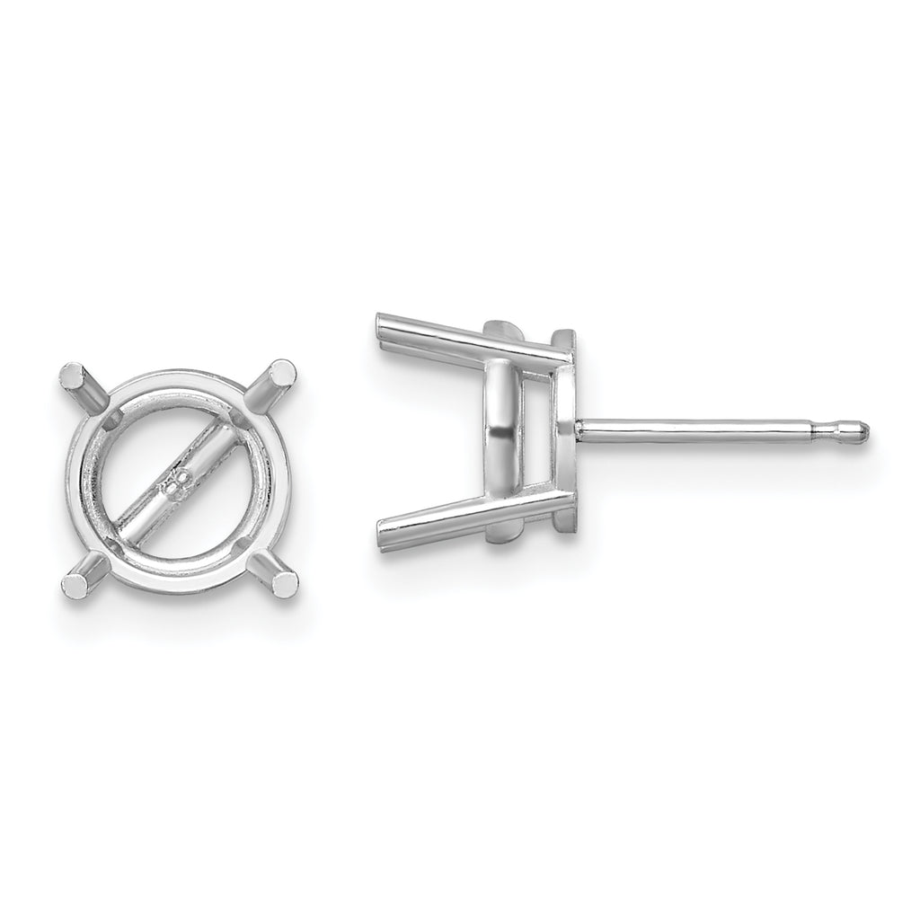 14k White Gold 8mm Round Earring Mounting (No Stone Included)s