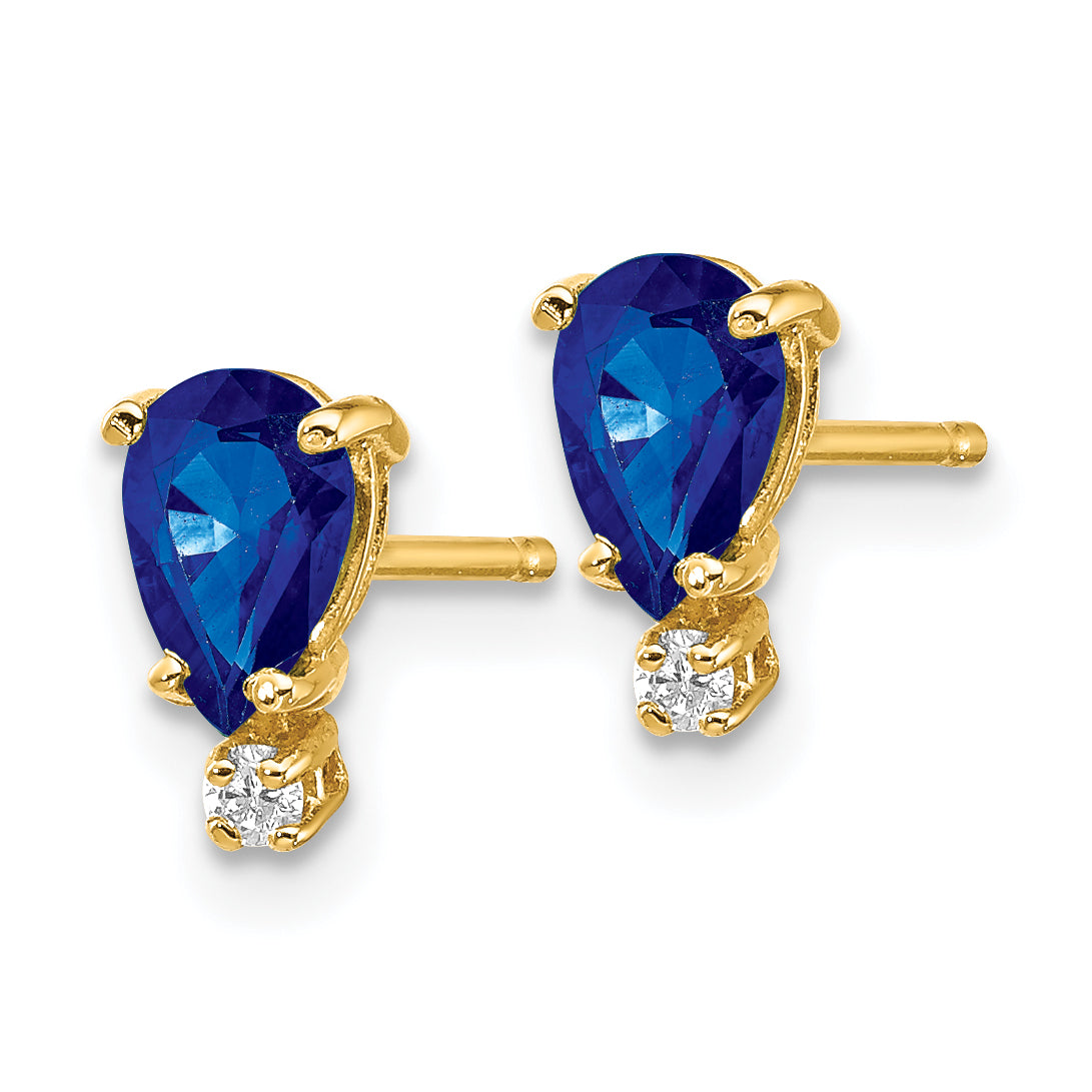 14k 6x4mm Pear Sapphire & AAA Diamond Earrings Secondary image