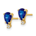 14k 6x4mm Pear Sapphire & AAA Diamond Earrings