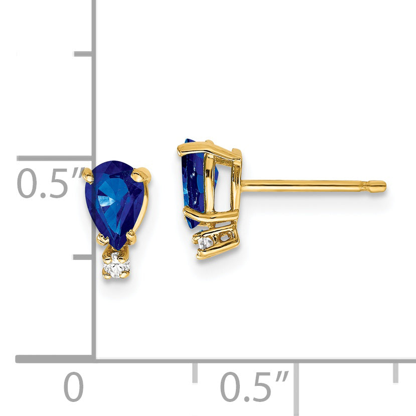 14k 6x4mm Pear Sapphire & AAA Diamond Earrings