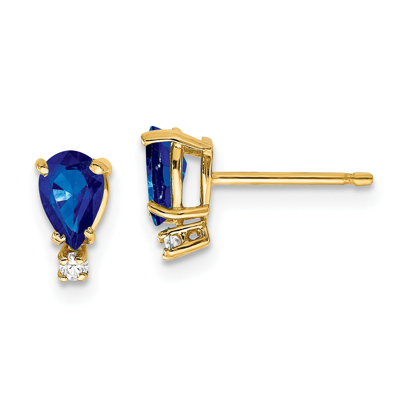 14k 6x4mm Pear Sapphire & AAA Diamond Earrings