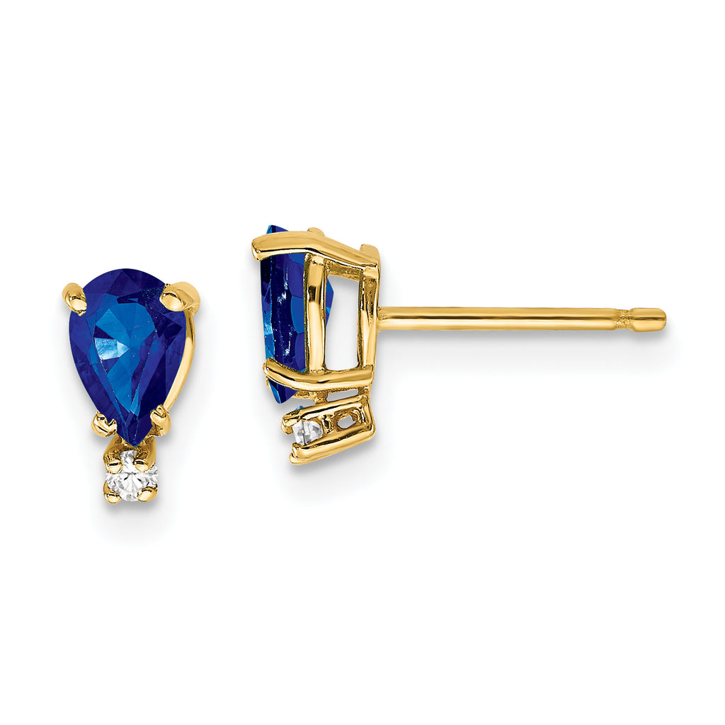 14k 6x4mm Pear Sapphire & AAA Diamond Earrings