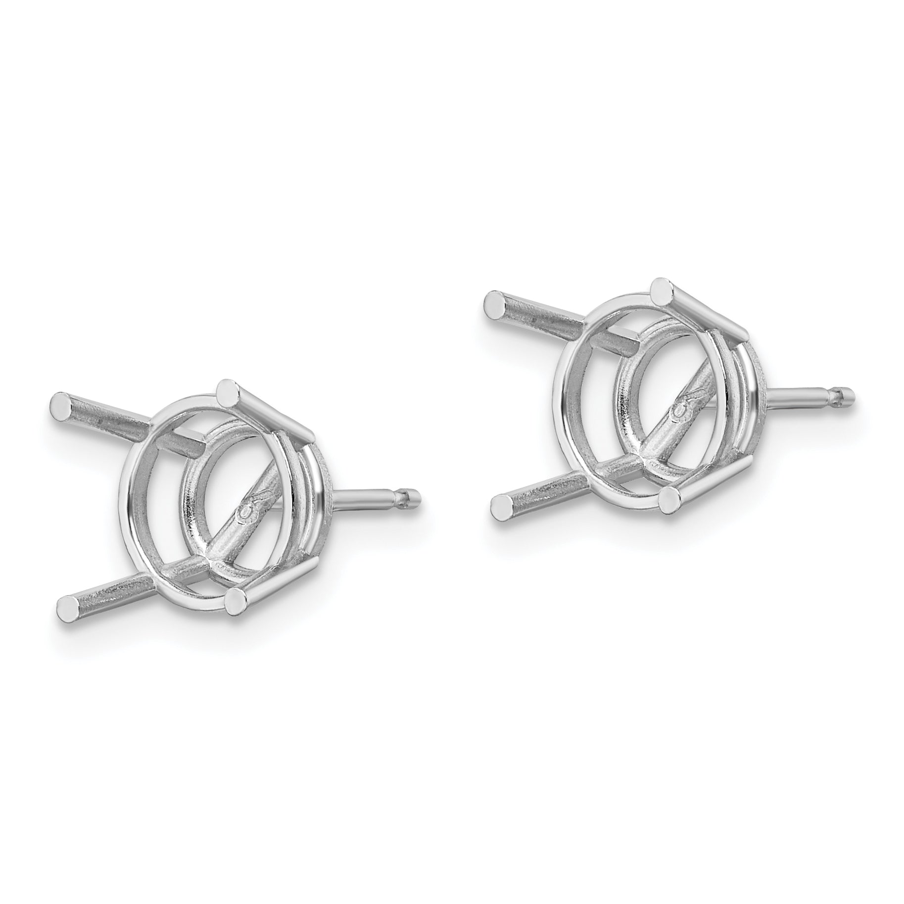 14k White Gold 9mm Round Earring Mounting (No Stone Included)s Secondary image